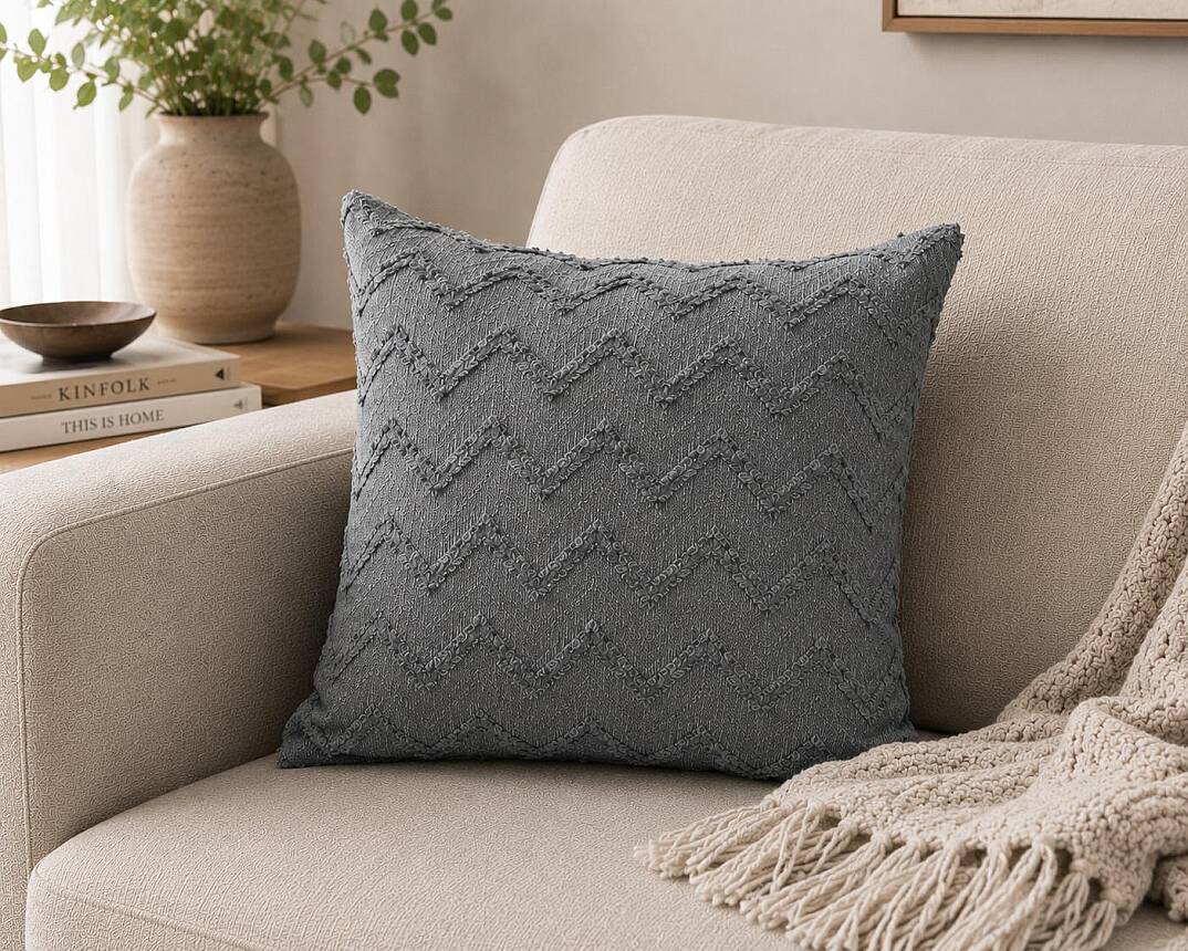 Gri Şönil Kırlent Kılıfı Dekoratif Kırlent 40*40 cm - 1