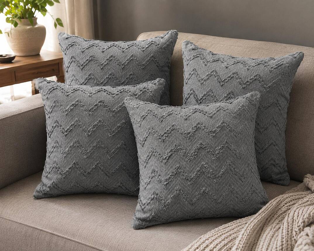 Gri Şönil Kırlent Kılıfı Dekoratif Kırlent 40*40 cm - 2