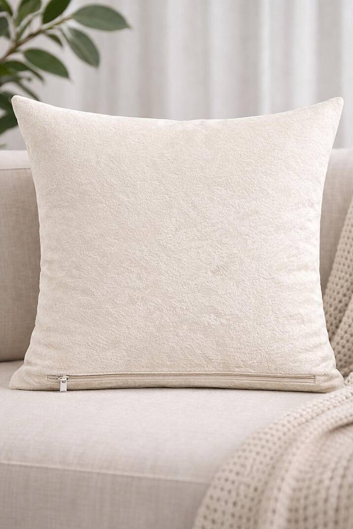 Krem Kadife Kırlent Kılıfı Dekoratif Kırlent 40*40 cm - 1