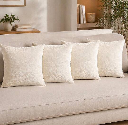 Krem Kadife Kırlent Kılıfı Dekoratif Kırlent 40*40 cm - 2