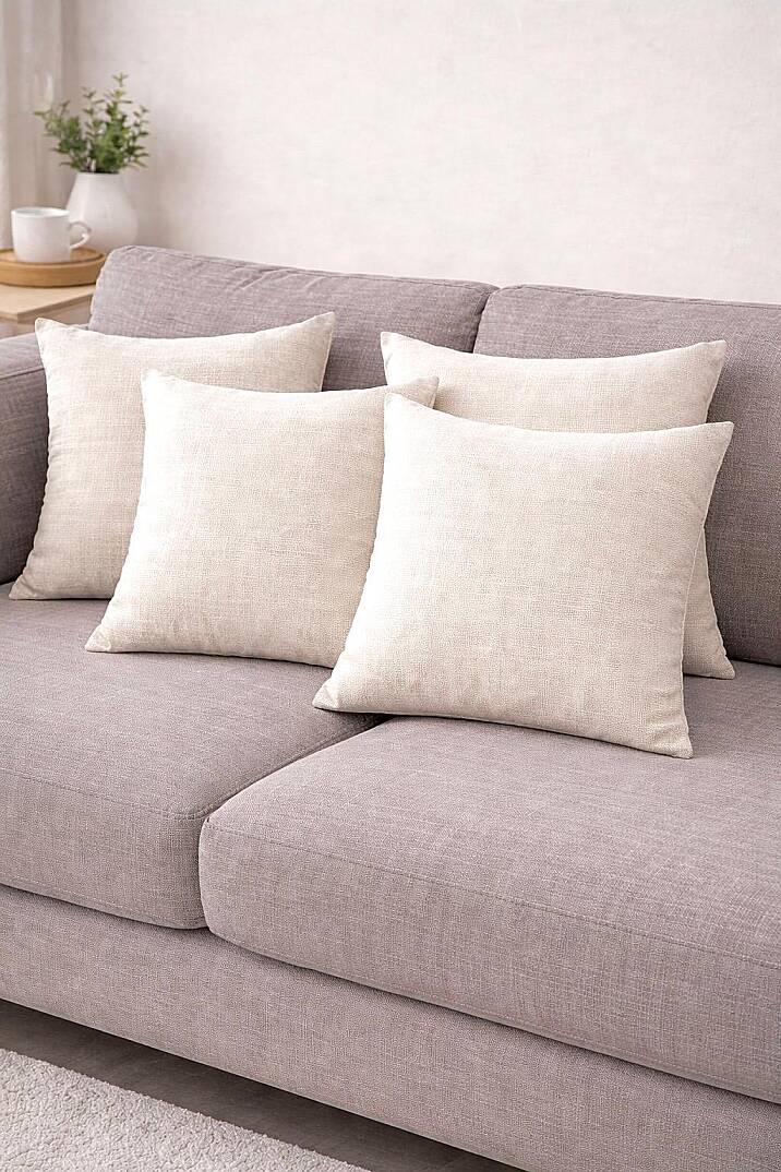 Krem Keten Kırlent Kılıfı Dekoratif Kırlent 40*40 cm - 3