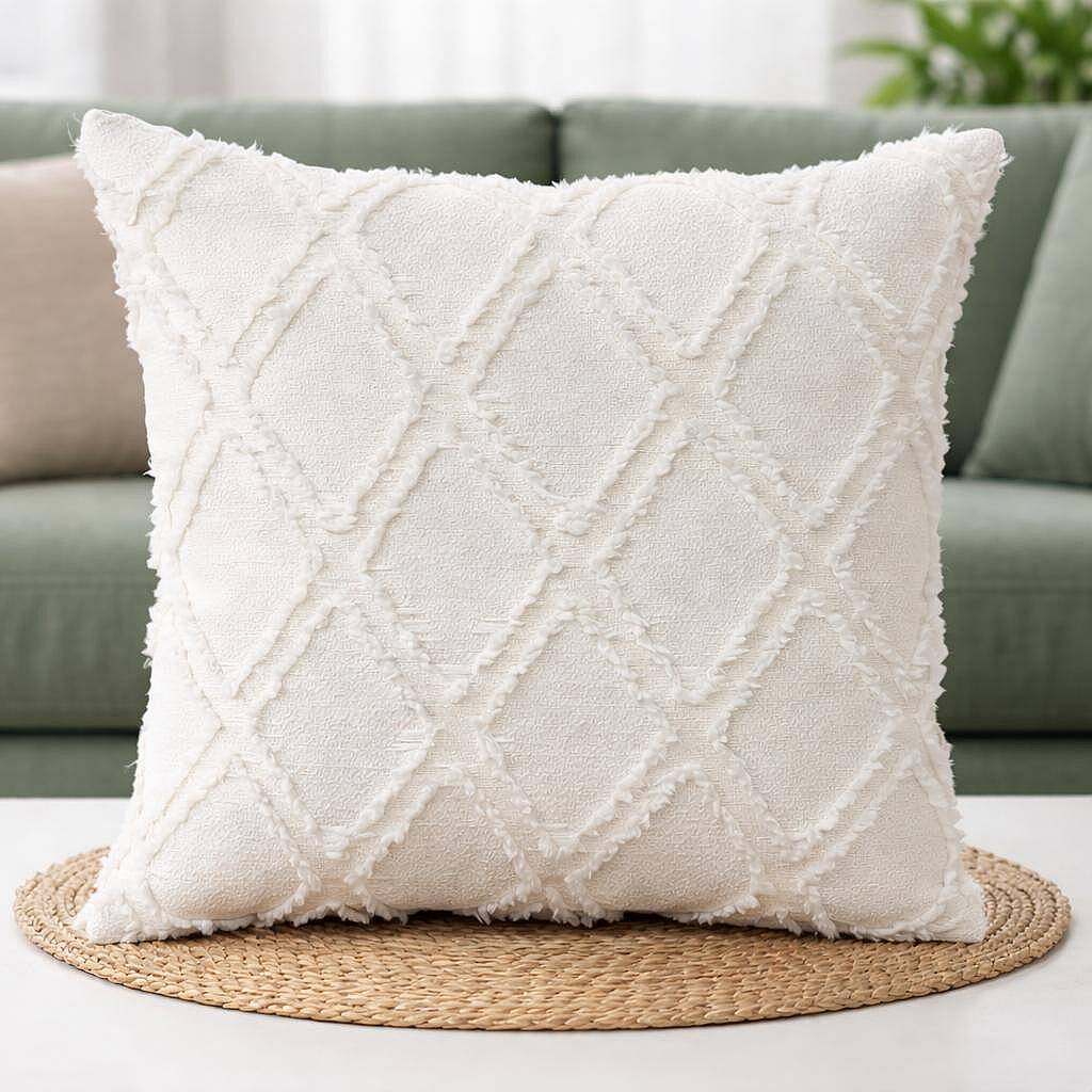 Ekru Şönil Kırlent Kılıfı Dekoratif Kırlent 40*40 cm - 1